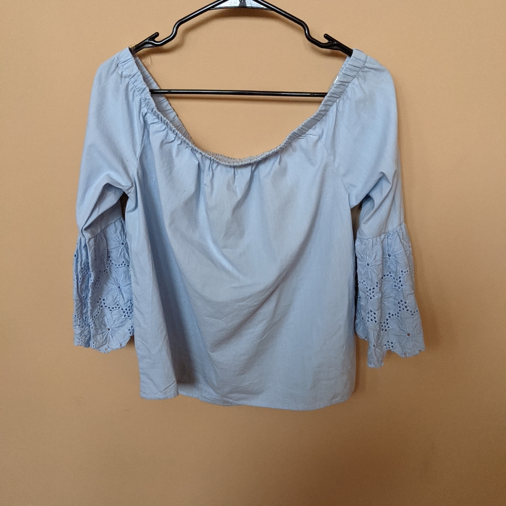 Light Blue Off Shoulder Top